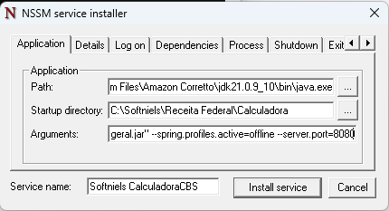 como configurar o NSSM