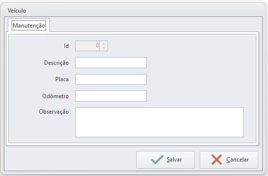 Cadastro de veículo para controle de frota