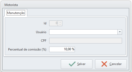 Cadastro de motorista para controle de frota